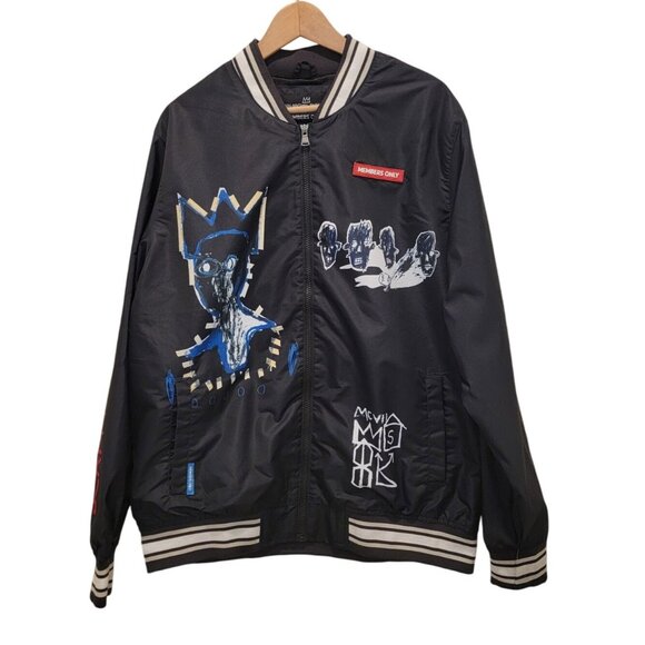 Members Only x Jean Michel Basquiat Black Full Zip Bomber Jacket Men's L - Picture 1 of 13